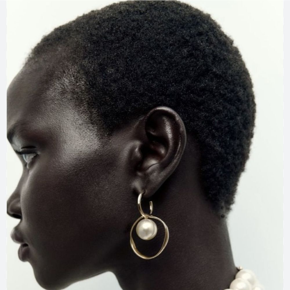 Zara Maxi Twisted Hoop Pearl Drop Earrings